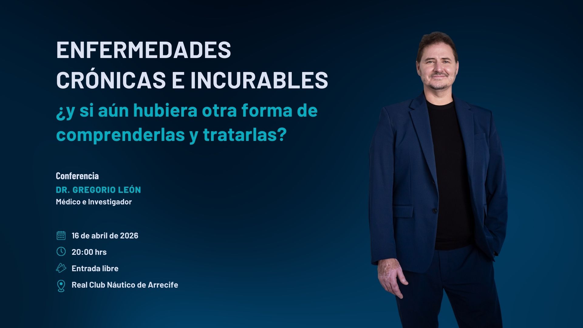 Conferencia del Dr Gregorio León sobre enfermedades crónicas e incurables en el Real Club Náutico de Arrecife Lanzarote